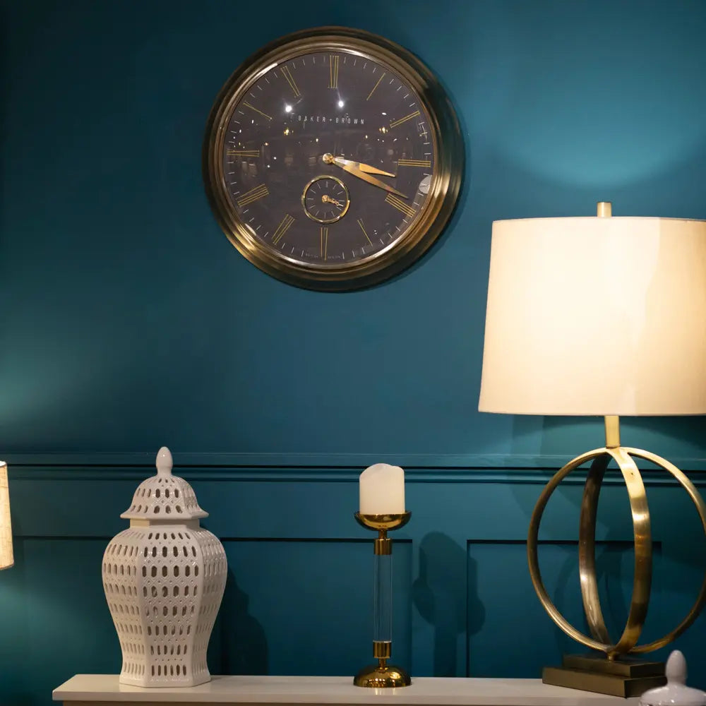 Tara Lane Baker and Brown Wall Clock 49cm - Black / Brass | TL6644
