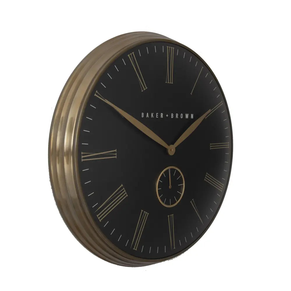 Tara Lane Baker and Brown Wall Clock 72cm - Black / Brass | TL6840