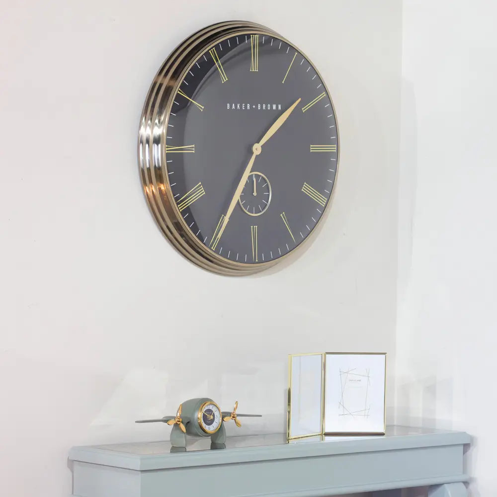 Tara Lane Baker and Brown Wall Clock 72cm - Black / Brass | TL6840
