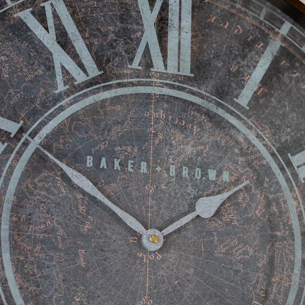 Tara Lane Baker and Brown Atlas Wall Clock 51cm - Antica | TL6844