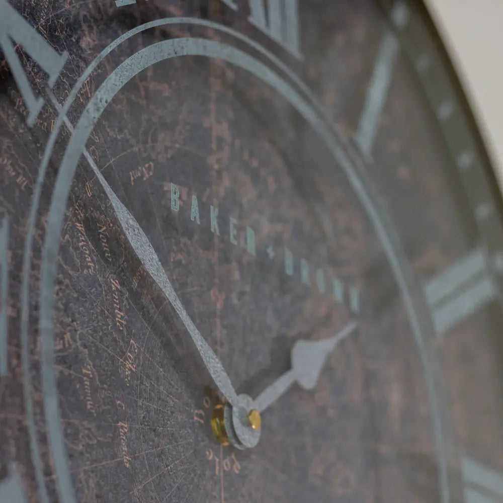 Tara Lane Baker and Brown Atlas Wall Clock 51cm - Antica | TL6844