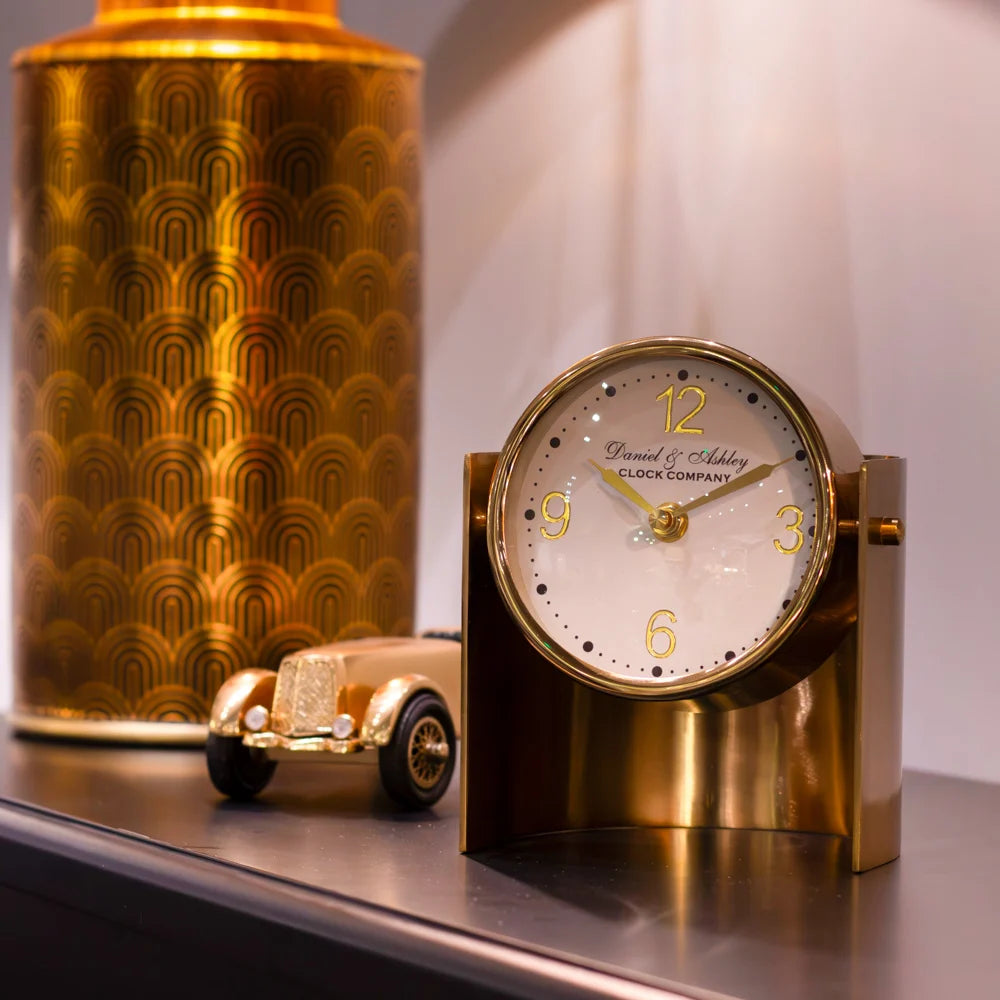 Tara Lane Daniel and Ashley Curved Mantel Clock 14cm - Gold | TL6875