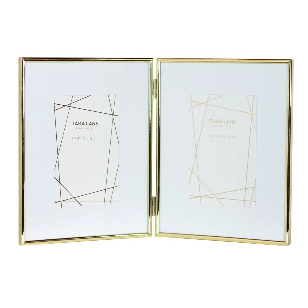 Tara Lane Lisa 2 Photo Folding Frame 4 x 6 - Gold | TL6907