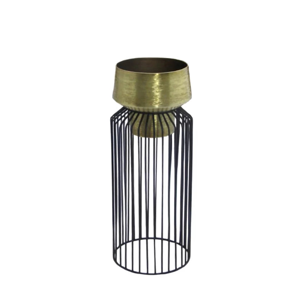 Tara Lane Lisa Planters with Stand Set of 3 - Black / Brass | TL6925