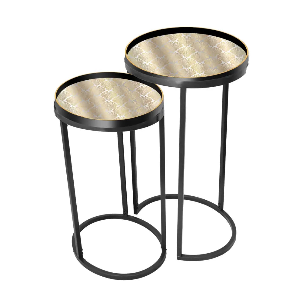 Tara Lane Bruna Tray Tables Set of 2 - Black / Gold | TL6982