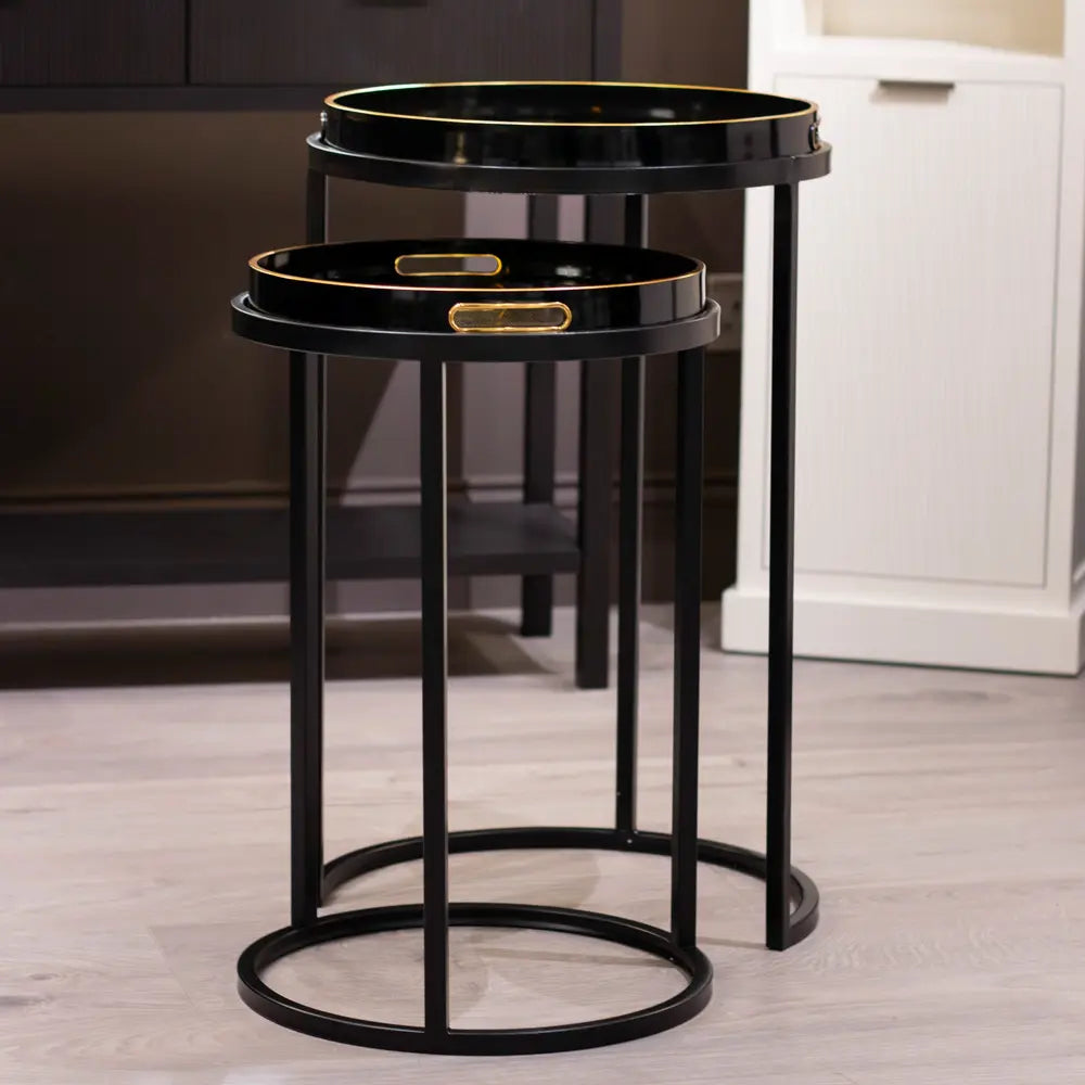 Tara Lane Bruna Tray Tables Set of 2 - Black / Gold | TL6982