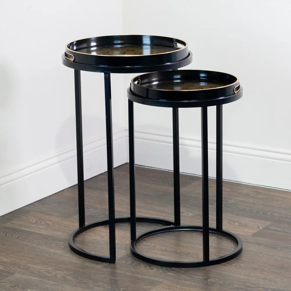 Tara Lane Bruna Tray Tables Set of 2 - Black / Gold | TL6982