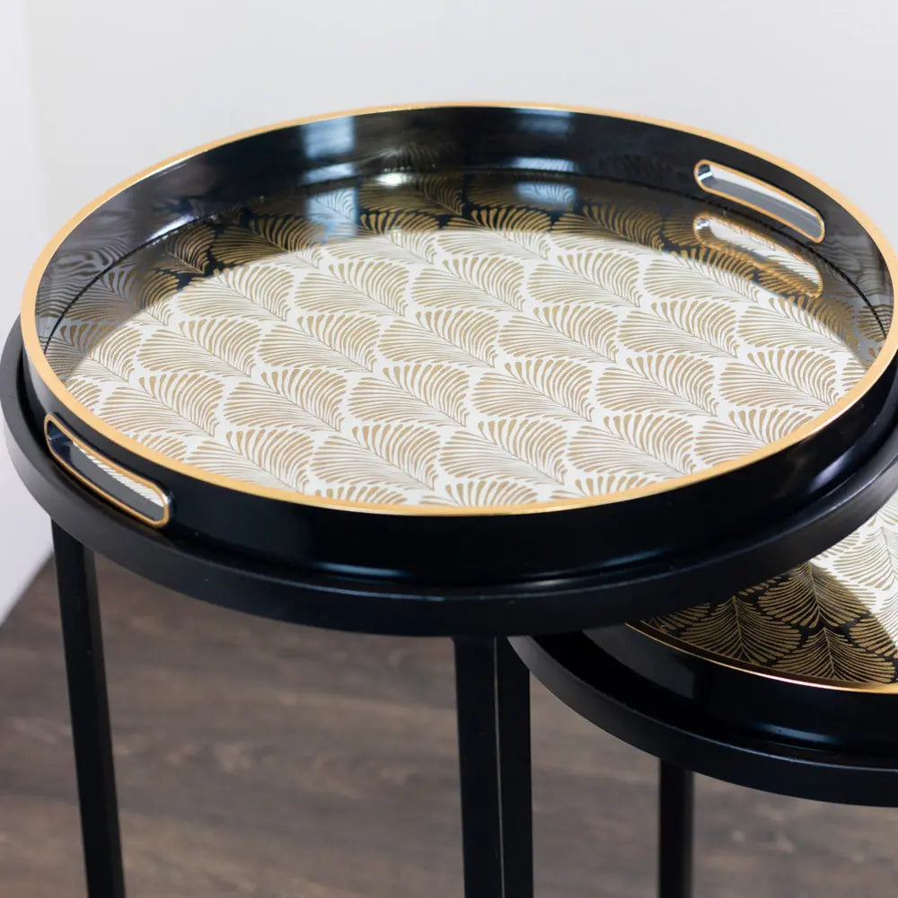 Tara Lane Bruna Tray Tables Set of 2 - Black / Gold | TL6982
