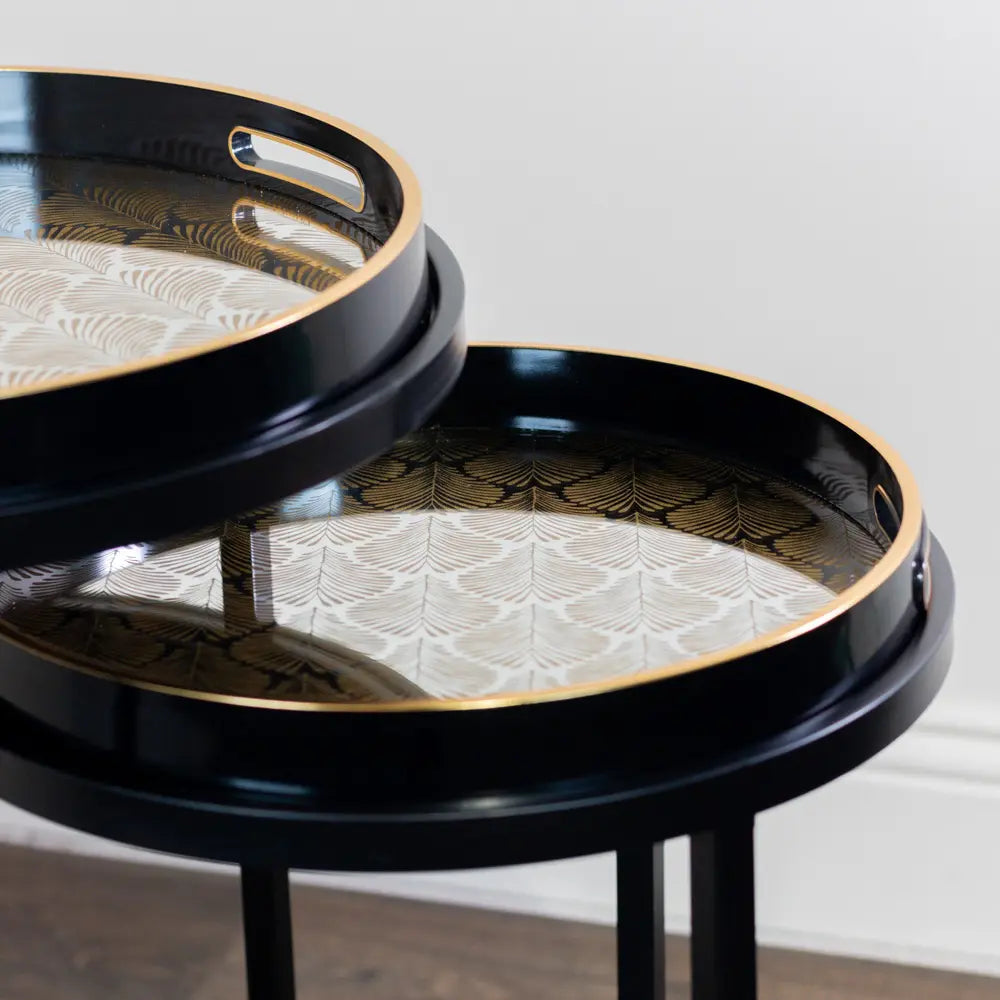 Tara Lane Bruna Tray Tables Set of 2 - Black / Gold | TL6982