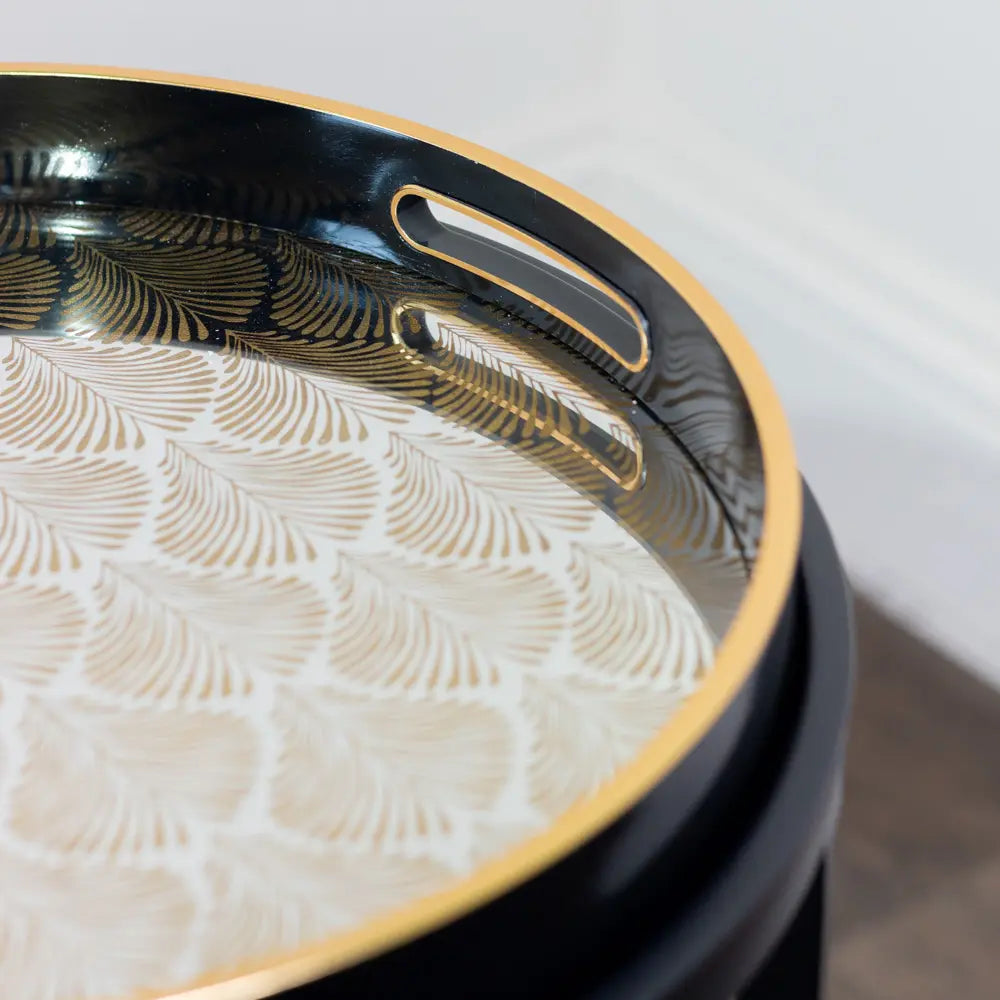Tara Lane Bruna Tray Tables Set of 2 - Black / Gold | TL6982