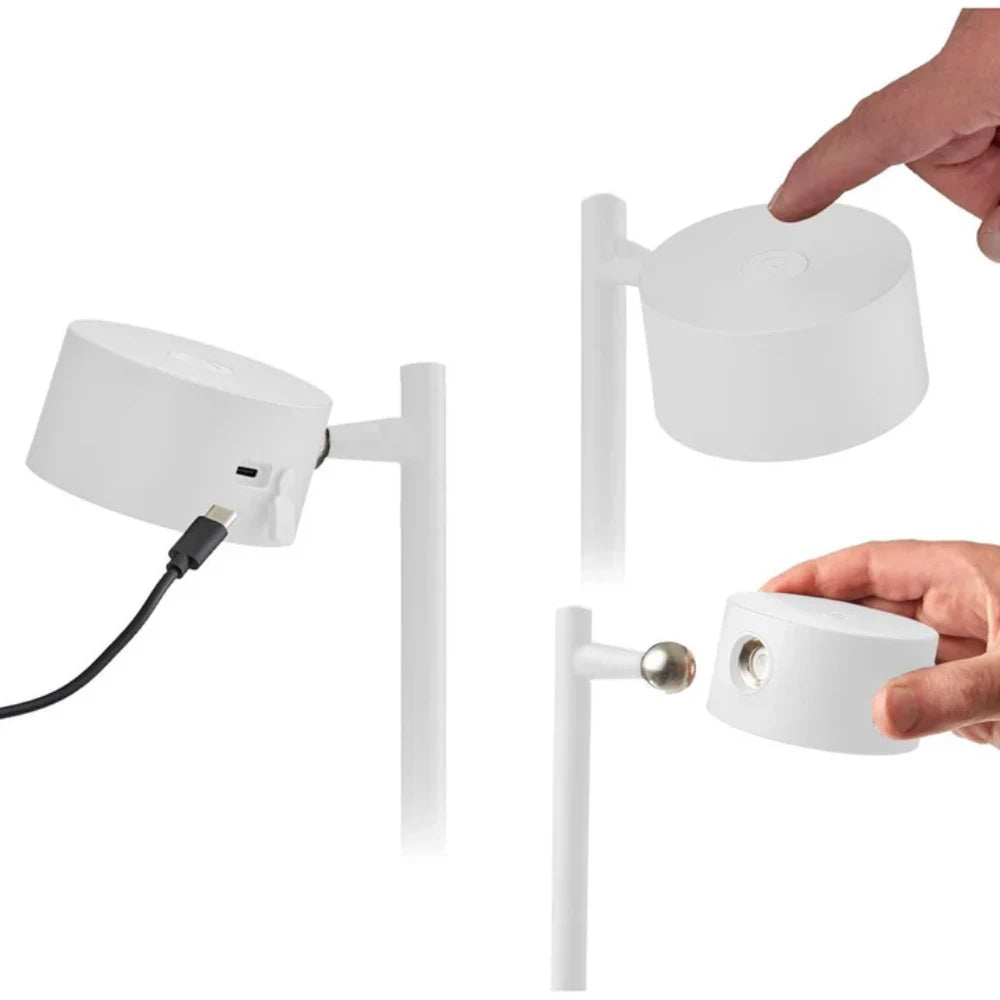 Tara Lane Cosmo USB Rechargable Table Lamp - White | TL7053