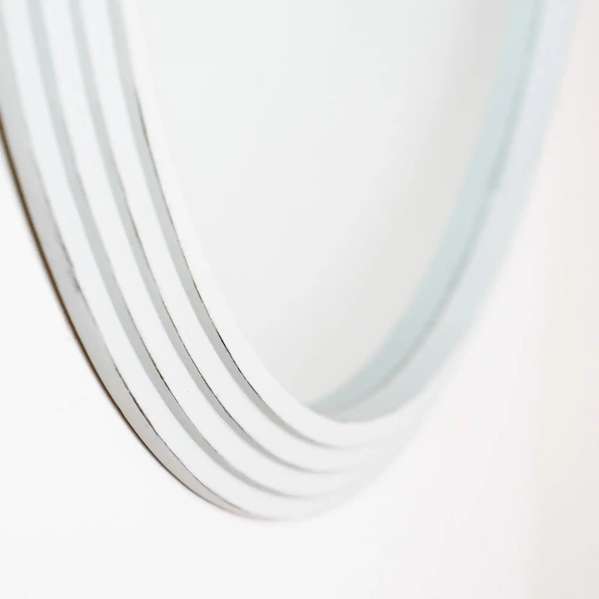 Tara Lane Stepped Round Wall Mirror 90cm in oyster white with curved concentric circular design and modern minimalist style