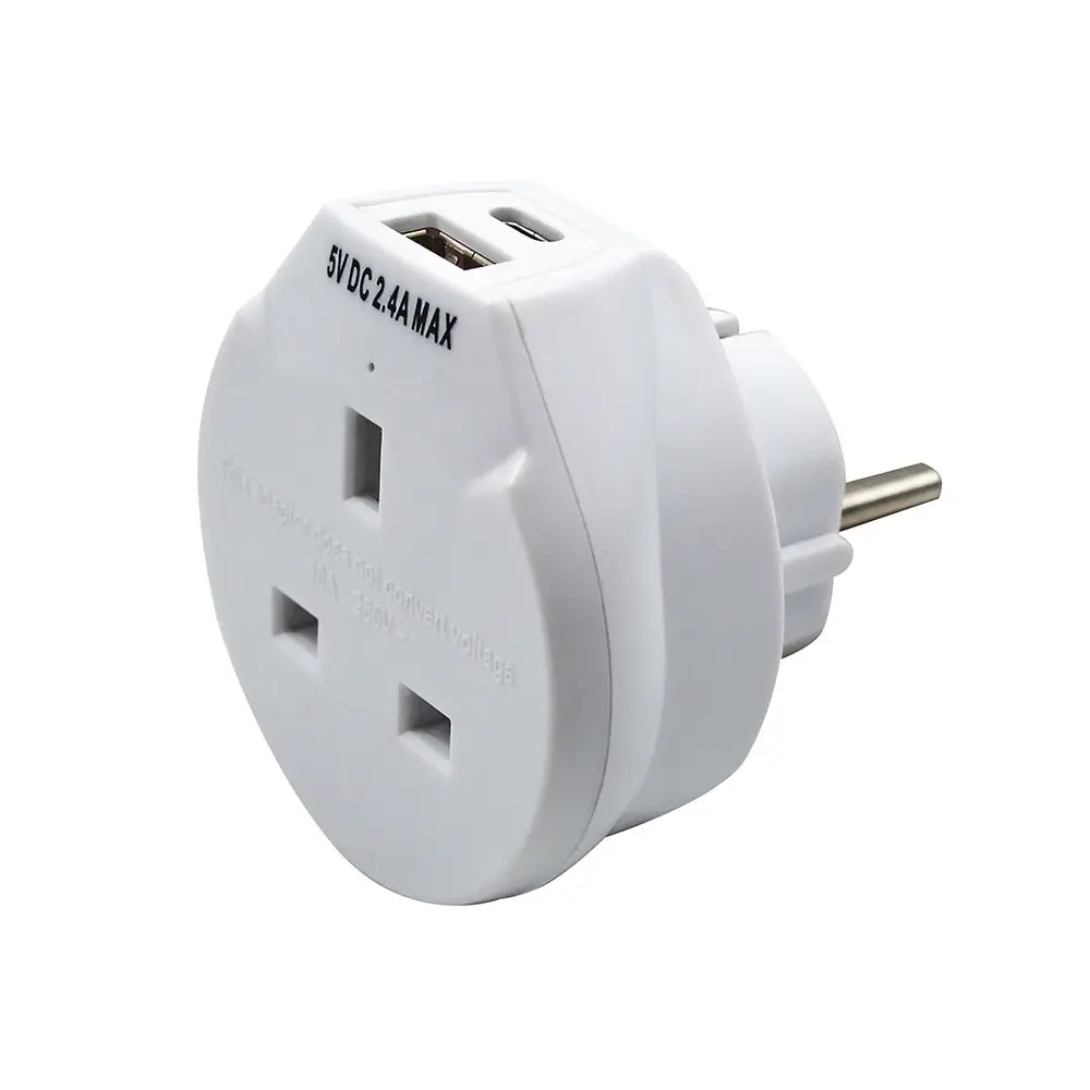 Unicom Travel Socket with USB Charger UK to EU Plug | UNC68525