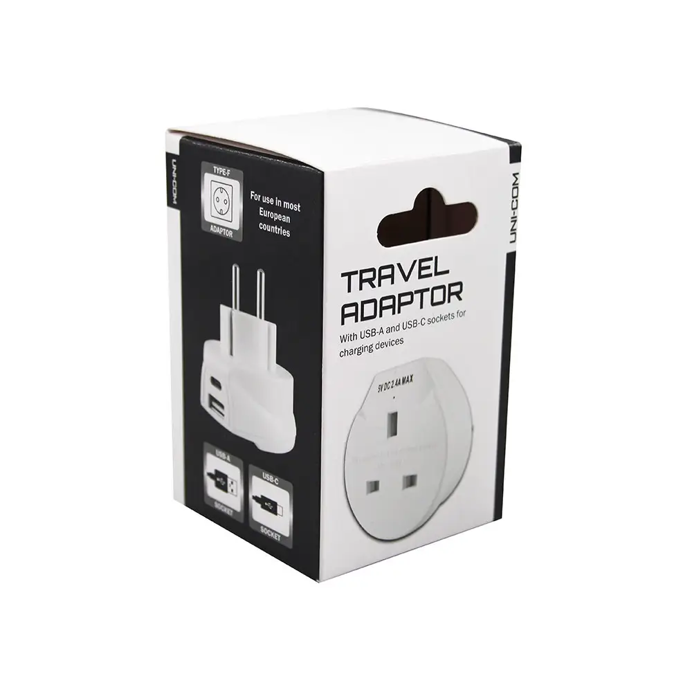 Unicom Travel Socket with USB Charger UK to EU Plug | UNC68525