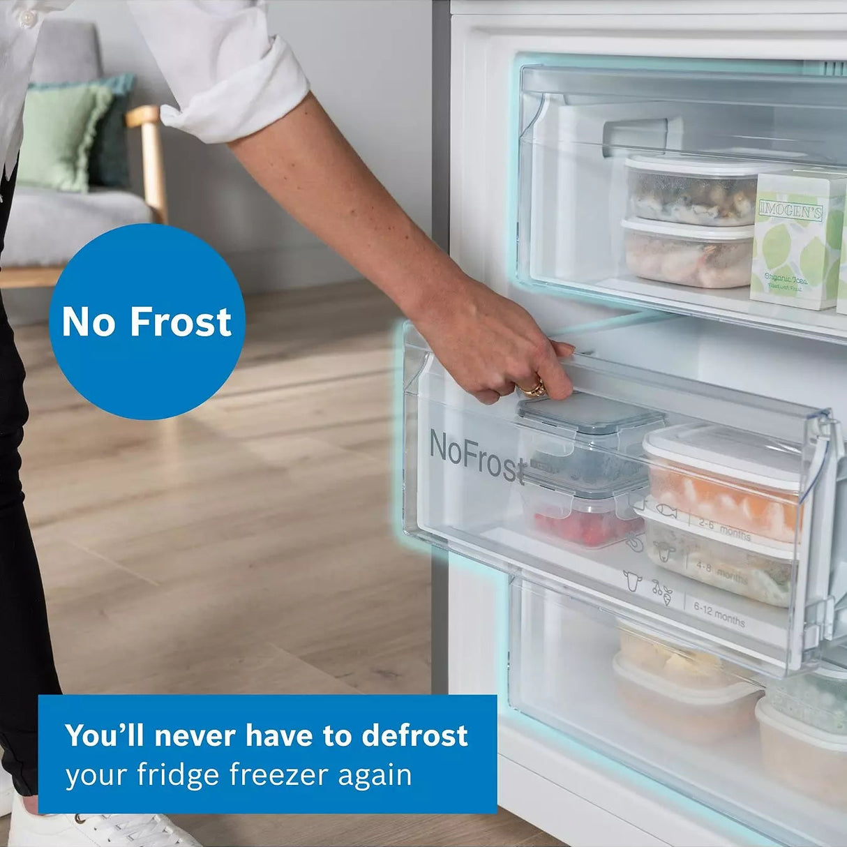 Bosch Series 4 186cm 60/40 Fridge Freezer - Stainless Steel | KGN362LDFG