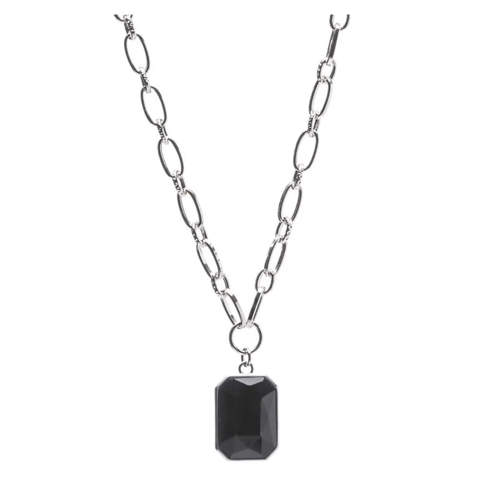 Newgrange Living Geometric Black Pendant - Silver | 600360