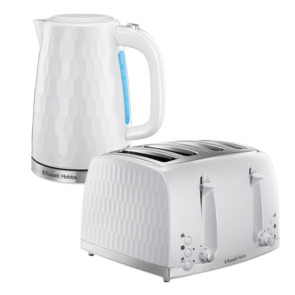 Russell Hobbs Honeycomb Kettle & Toaster | White