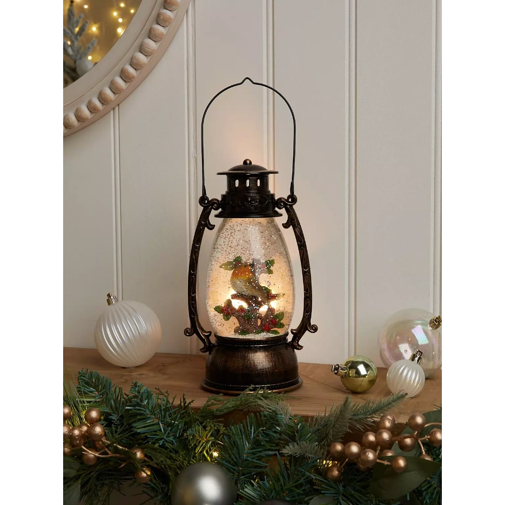 Three Kings Snow Swirl Festive Robin Lantern | 2537116