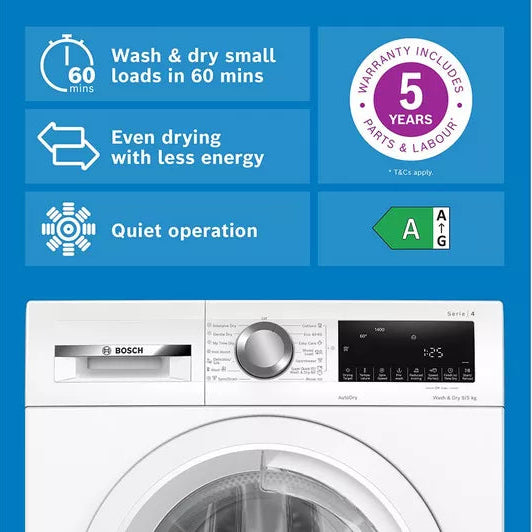 Bosch Series 4 9kg Wash 5kg Dry 1400rpm Washer Dryer - White | WNA144V9GB