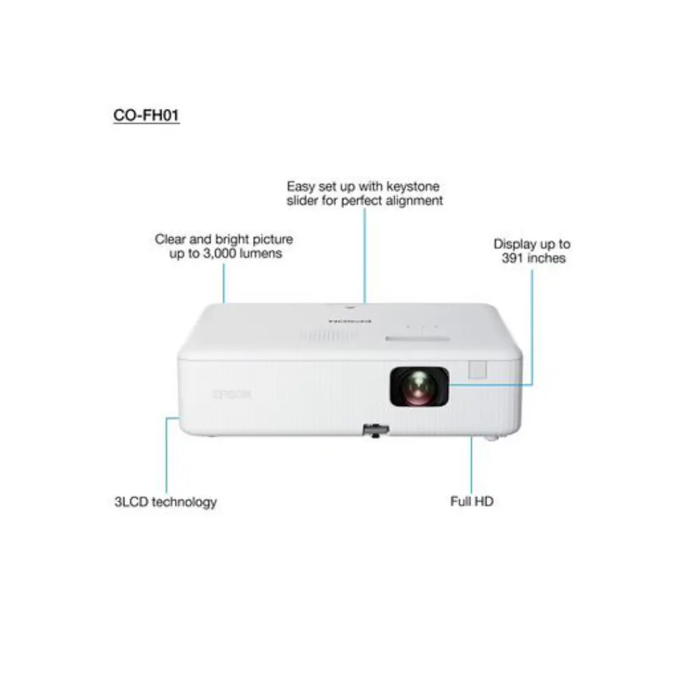 Epson 3000 Lumens 1080p Multi Media Projector - White | V11HA84040