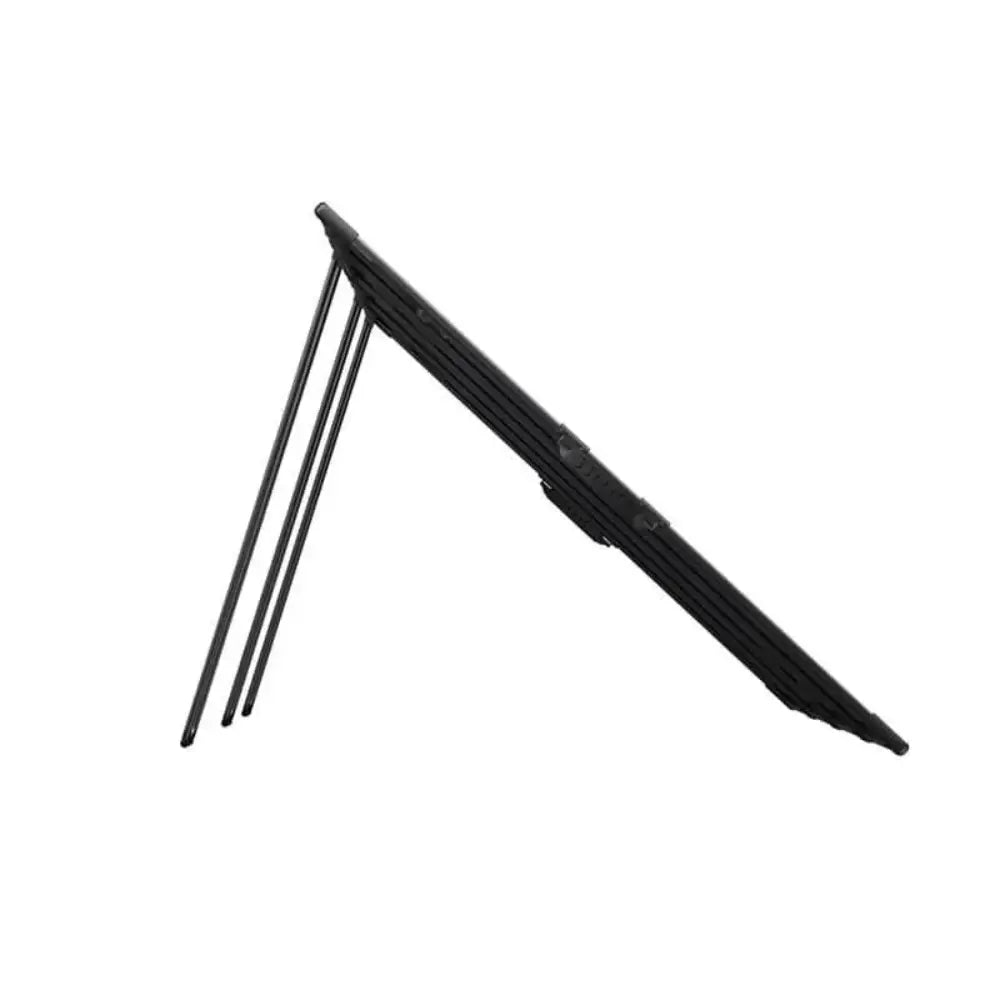 Anker SOLIX PS400 black bifacial portable solar panel with triangular frame design and multiple connector cables displayed against white background