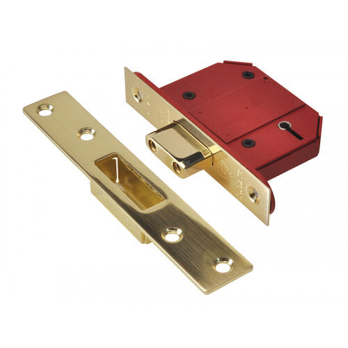 Union 2.5 Inch 5 Lever Strong Bolt Deadlock - Satin Brass | DY-2100-PL-63