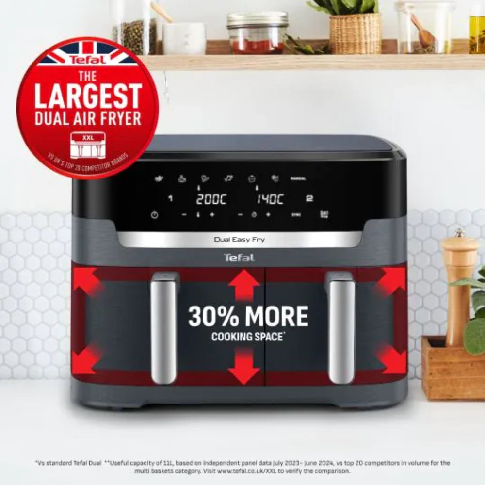 Tefal Easy Fry Dual XXL 11 Litre Air Fryer - Coal | EY942HG0