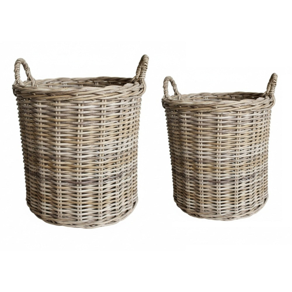 Sirocco Natural Wicker Log Basket Round - Set of 2 | 302503