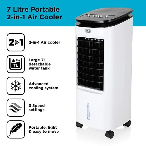 Black & Decker 2 in 1 Air Cooler and Fan 7 Litre | BXAC65001GB-BOM