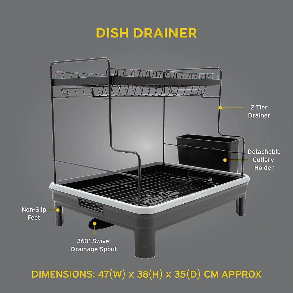 Blackmoor 2 Tier Dish Drainer - Black | 69189