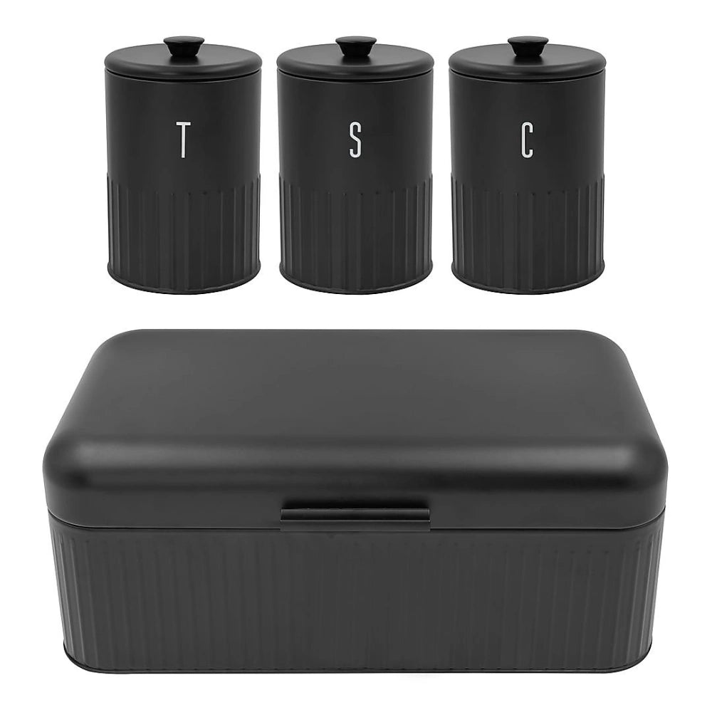 Blackmoor Tea Coffee Sugar and Bread Bin Set - Black | 67769