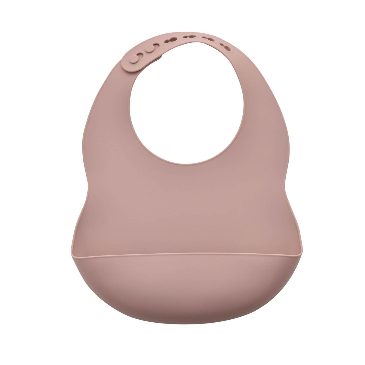 Bambino pink silicone feeding bib with integrated bowl and catch pocket for babies and toddlers