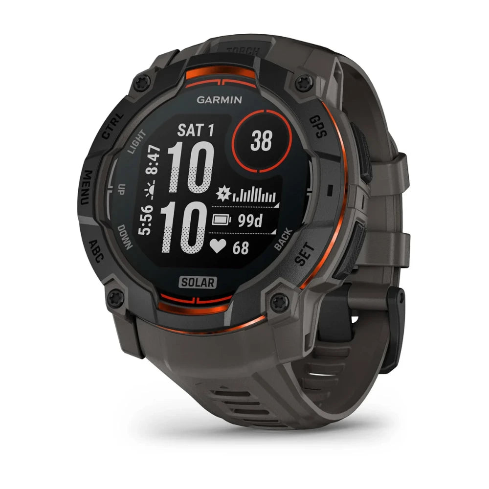 Garmin Instinct 3 50mm Smart Fitness Watch - Solar Black with Charcoal Silicone Band | 49-GAR-010-02935-00
