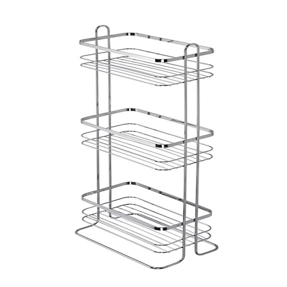 Croydex Free Standing 3 Tier Storage Basket - Chrome | CRXQM264041