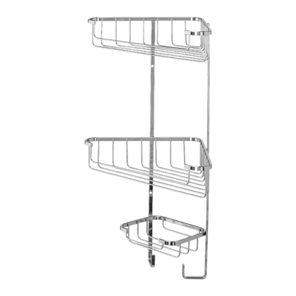 Croydex Wire 3 Tier Wall-Mounted Corner Basket Shower Caddy