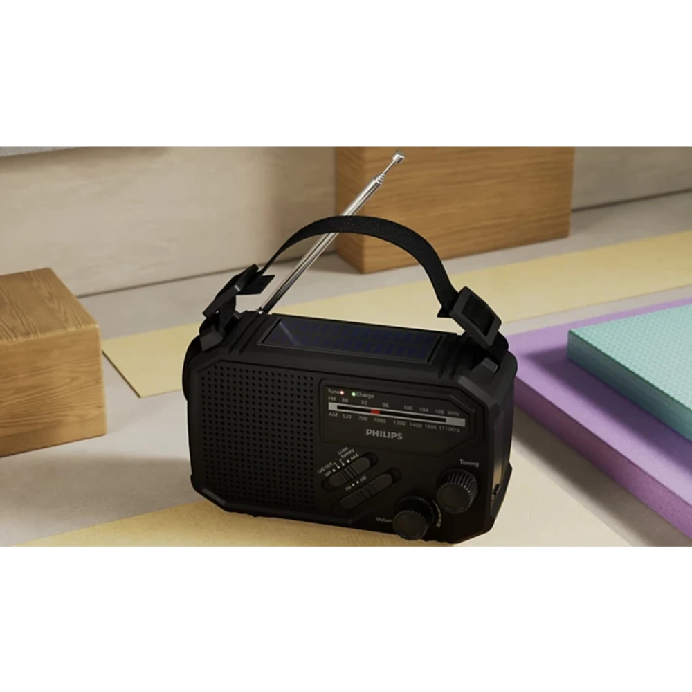 Philips Emergency Portable FM / AM Radio with Torch and Solar Pane and Hand Crank l - TAR1609/00