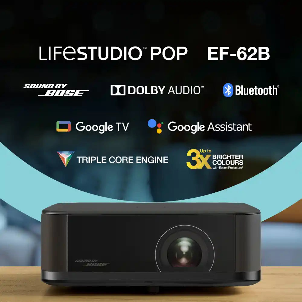 Epson Lifestudio Pop Plus EF-62B 4K PRO UHD Smart Projector - Black | V11HB73140