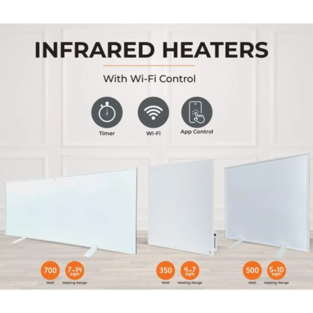 De Vielle Infrared Heater 500W with Wi-Fi Control - White | DEV400968