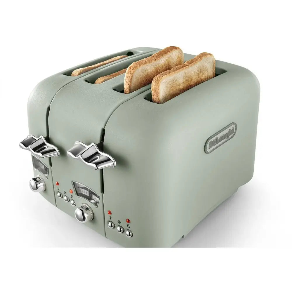 Delonghi Argento Flora 4 Slice Toaster - Green | CT04.GR