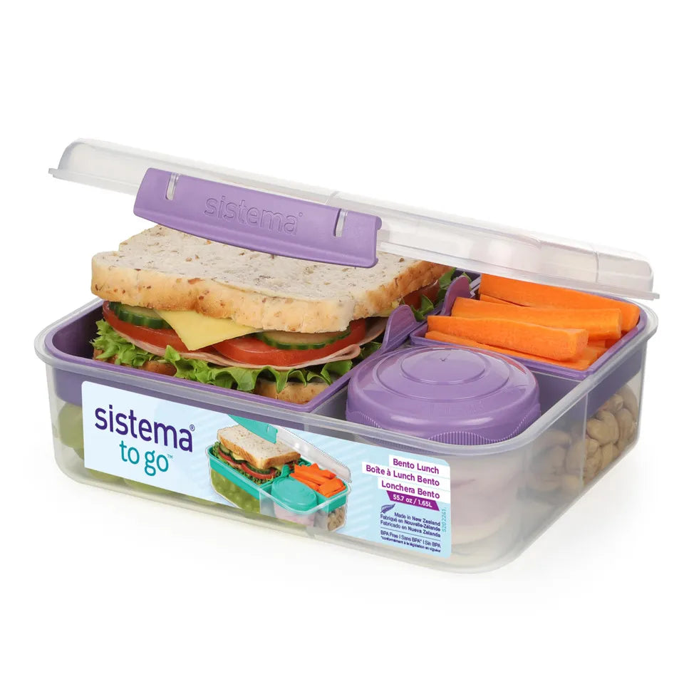 Sistema To GO Bento Lunch Box 1.65 Litre - Clear / Purple | 21690