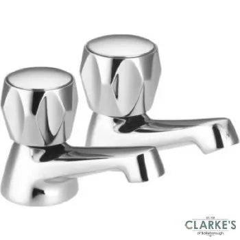 Easi Plumb Pair 1/2 Inch Crown Basin Taps Chrome Plated | 0131-46
