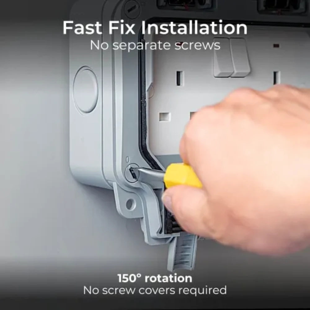 Luceco 13A Grey 2 Gang Outdoor Weatherproof Switched Socket | WP22-02