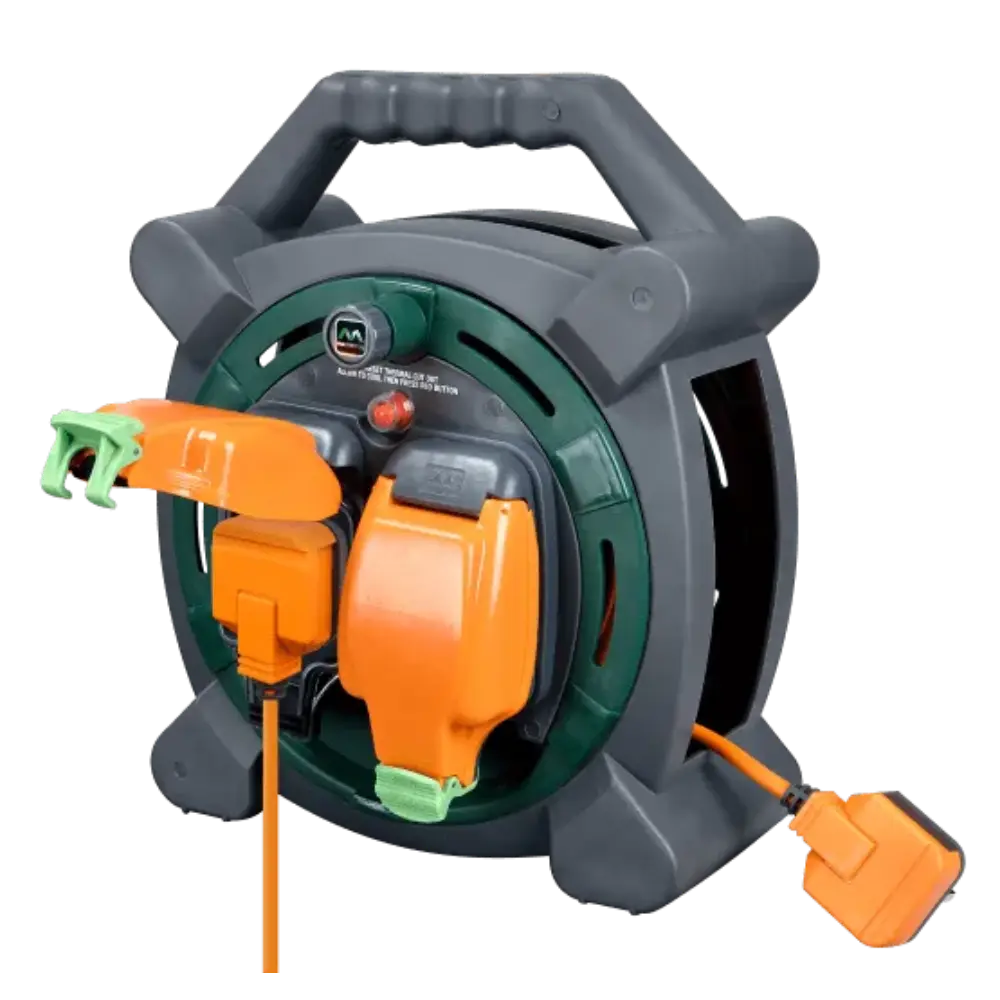 Masterplug Two Socket Weatherproof Cable Reel 20 Metre - Grey/Orange | HLP2013/2IP-MP