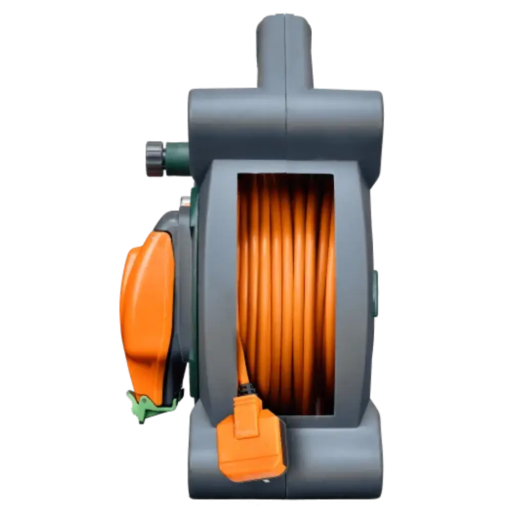 Masterplug Two Socket Weatherproof Cable Reel 20 Metre - Grey/Orange | HLP2013/2IP-MP