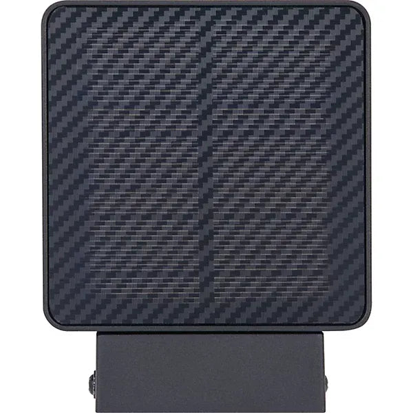 Luceco Filament black outdoor LED solar wall lantern with PIR sensor and carbon fiber textured solar panel mounted on bracket