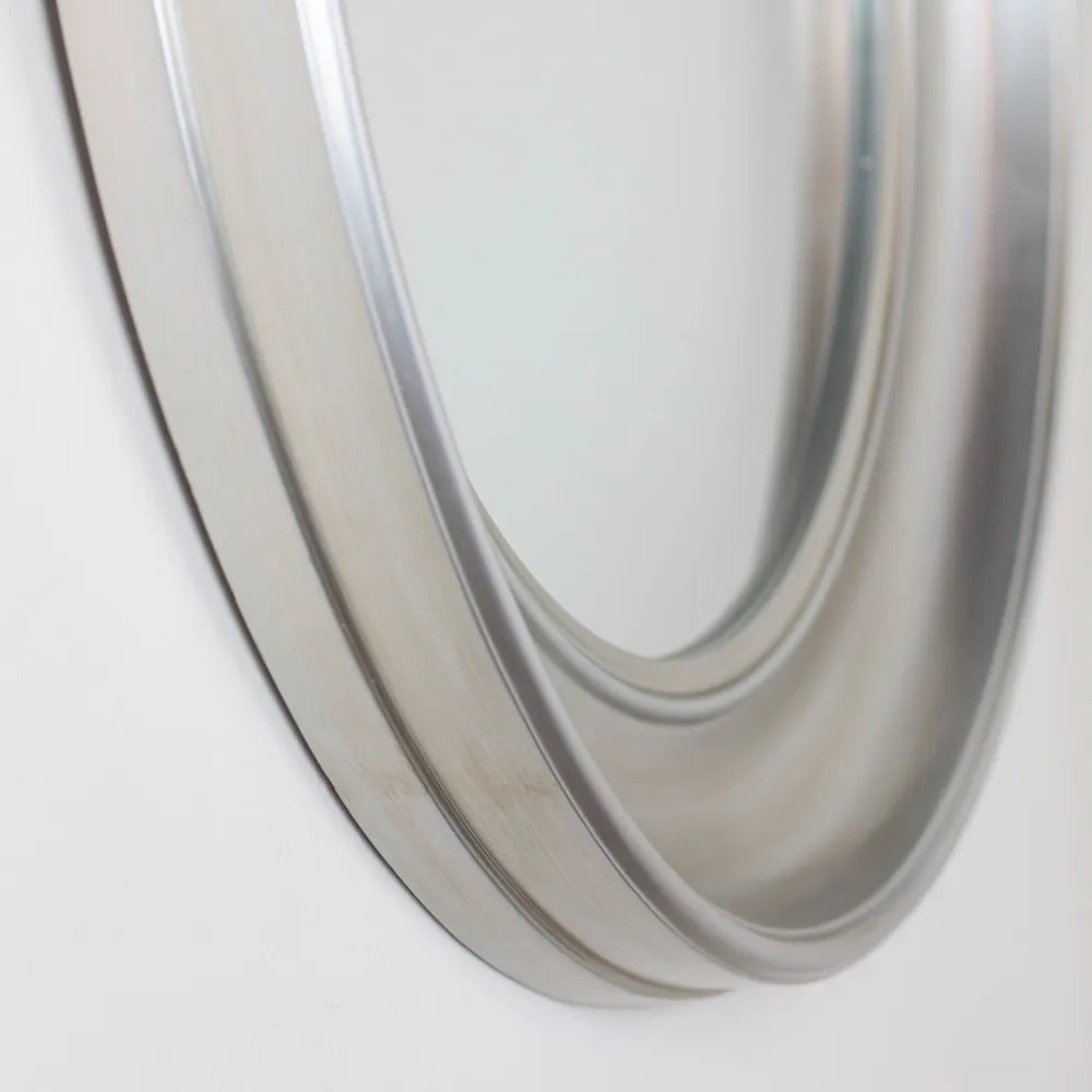 Tara Lane Lyla Round Mirror 90cm in champagne gold with layered curved metal frame design against white background