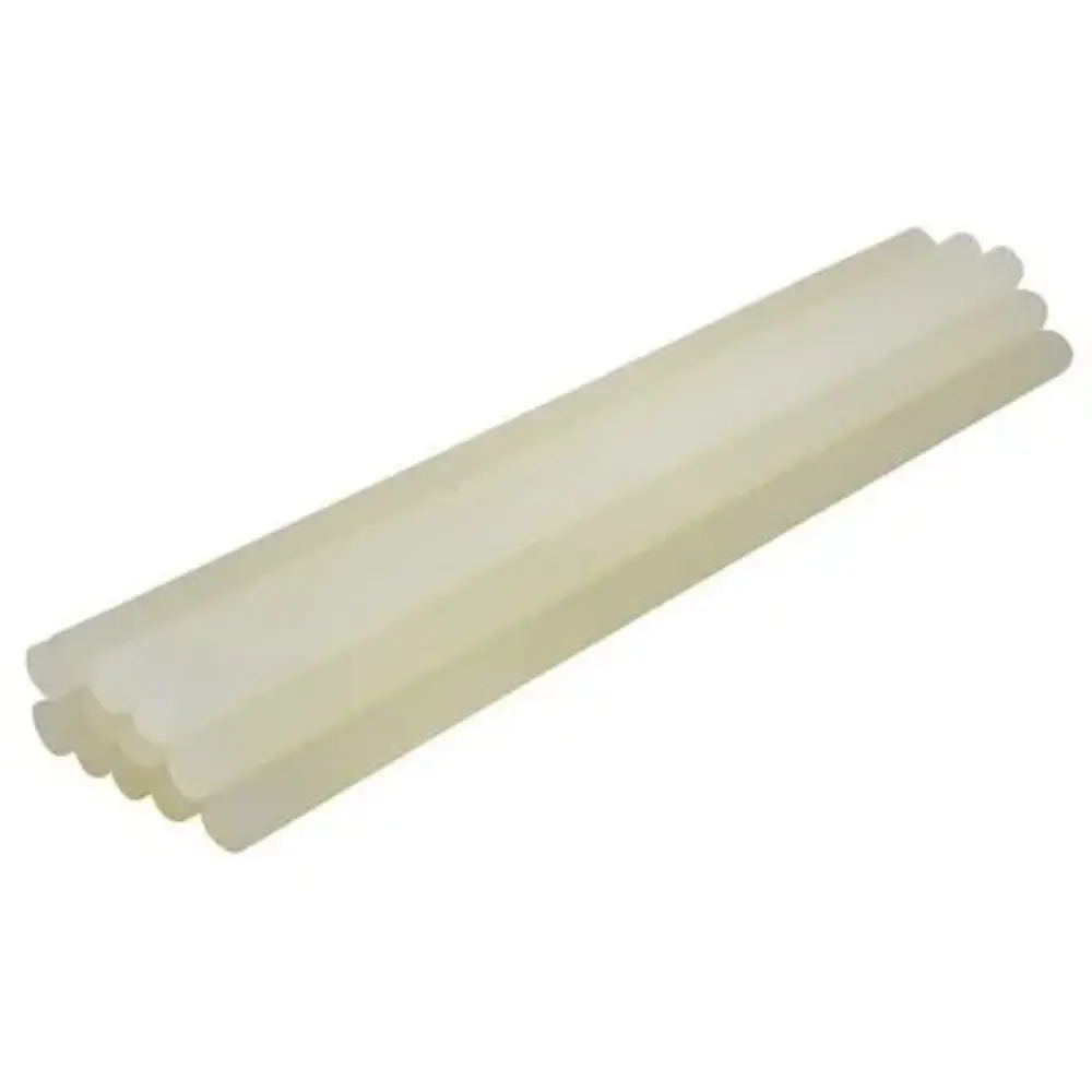 Pack of 12 clear translucent hot glue sticks arranged in rows, Arrow AP10 all-purpose adhesive sticks 254mm length for craft and general purpose bonding