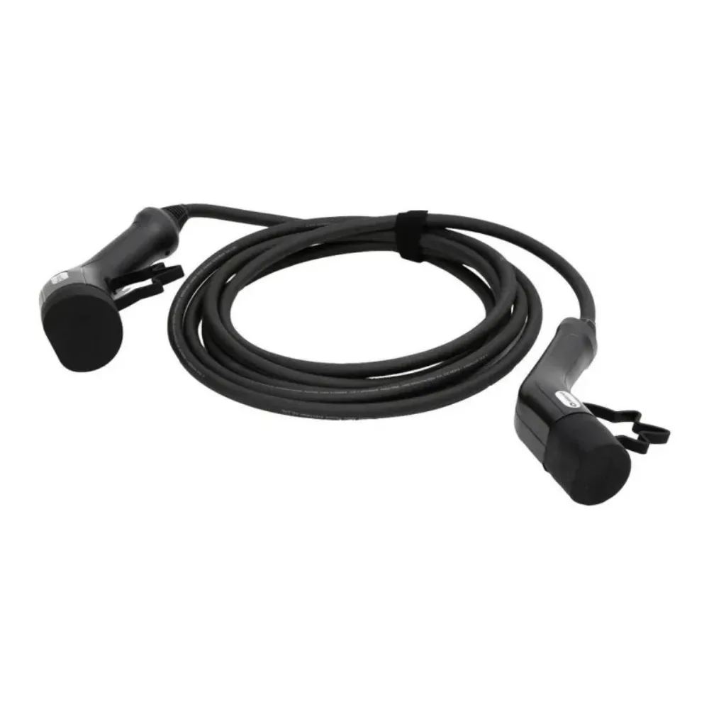 Black Platinet 11kW Type 2 electric vehicle charging cable with 5 metre cord and connectors on white background
