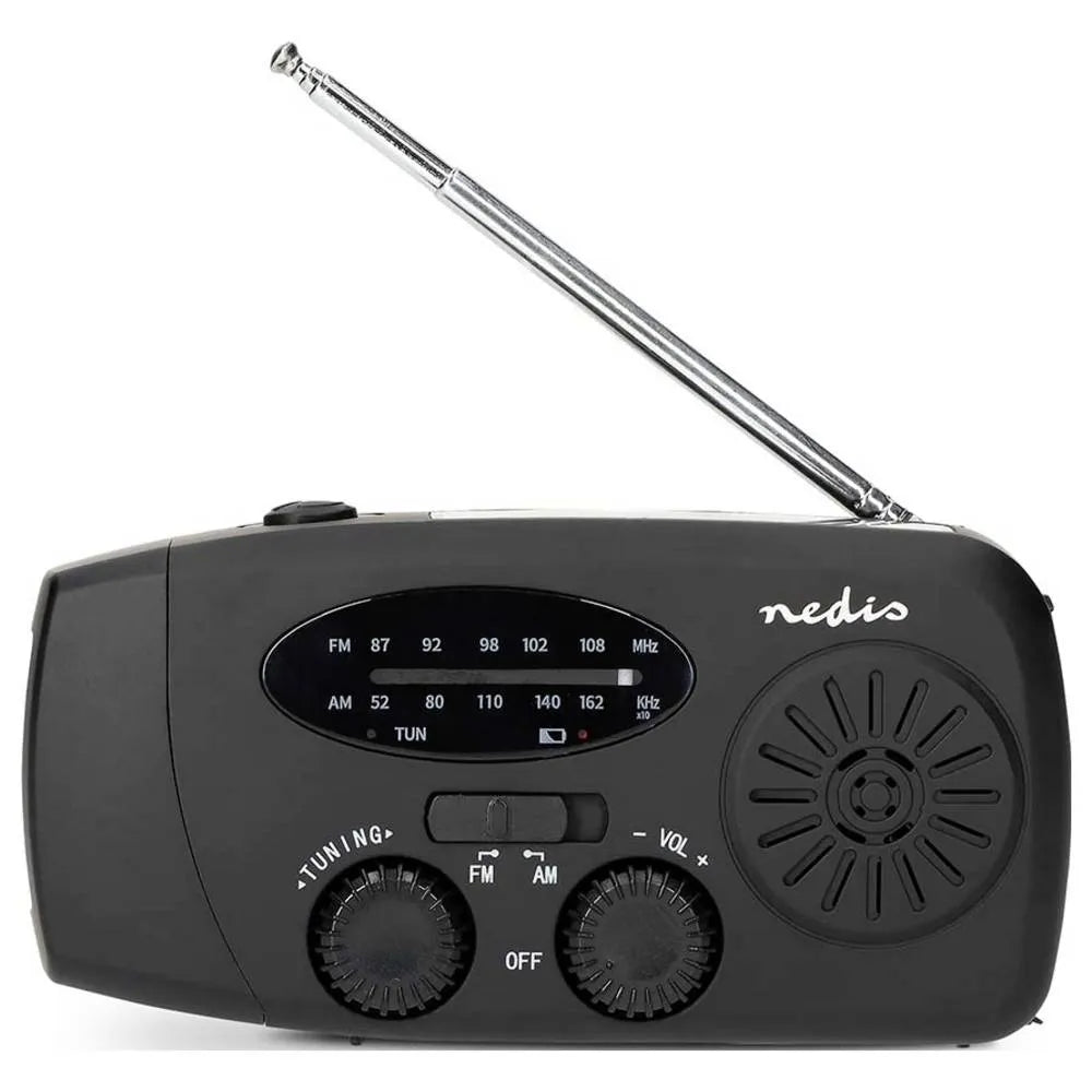 Nedis Emergency Crank Solar FM/AM Radio - Black | 471447