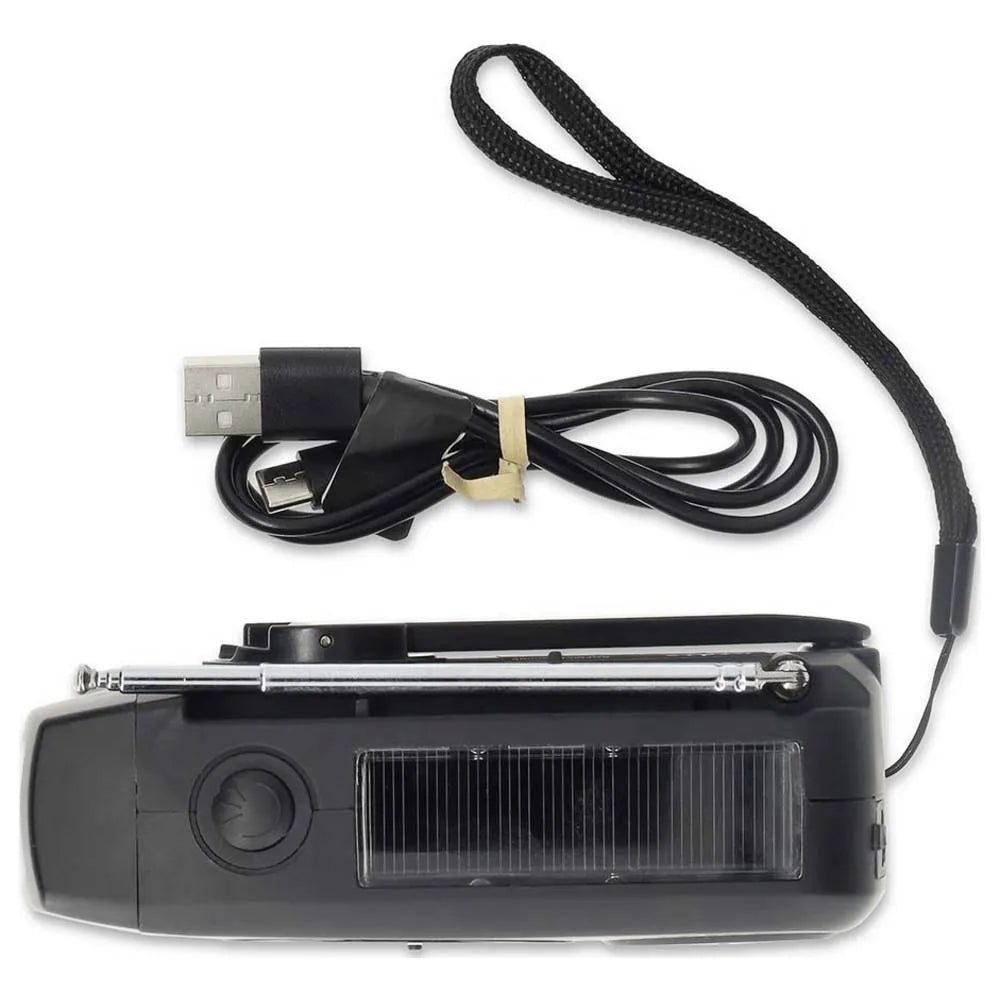 Nedis Emergency Crank Solar FM/AM Radio - Black | 471447